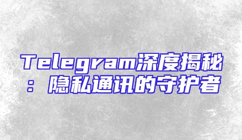 Telegram深度揭秘：隐私通讯的守护者