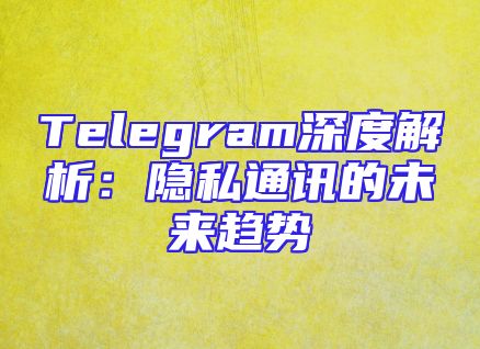Telegram深度解析：隐私通讯的未来趋势