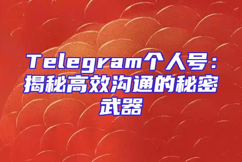 Telegram个人号：揭秘高效沟通的秘密武器
