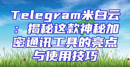 Telegram米白云：揭秘这款神秘加密通讯工具的亮点与使用技巧