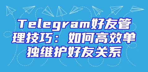 Telegram好友管理技巧：如何高效单独维护好友关系