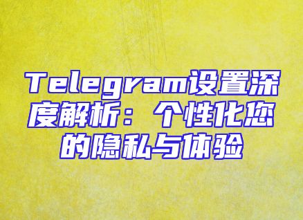 Telegram设置深度解析：个性化您的隐私与体验