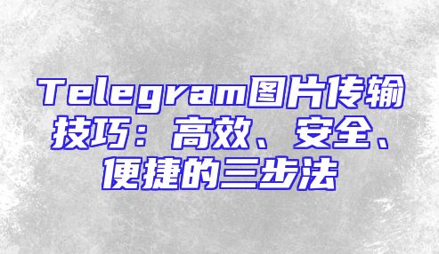 Telegram图片传输技巧：高效、安全、便捷的三步法