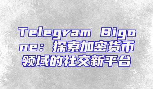 Telegram Bigone：探索加密货币领域的社交新平台