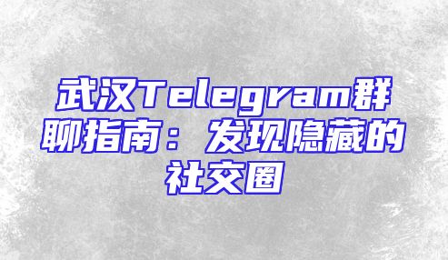 武汉Telegram群聊指南：发现隐藏的社交圈