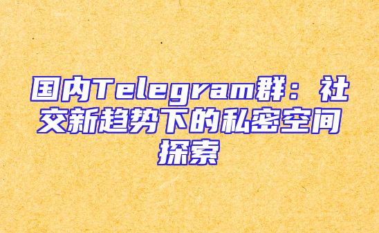国内Telegram群：社交新趋势下的私密空间探索