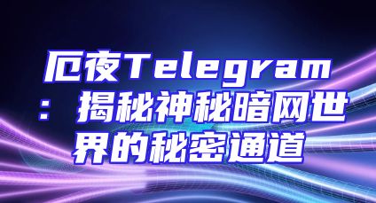 厄夜Telegram：揭秘神秘暗网世界的秘密通道