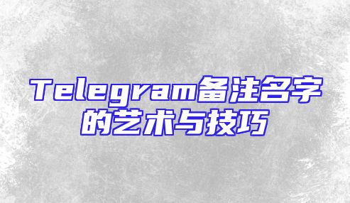 Telegram备注名字的艺术与技巧