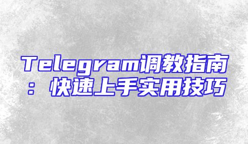 Telegram调教指南：快速上手实用技巧