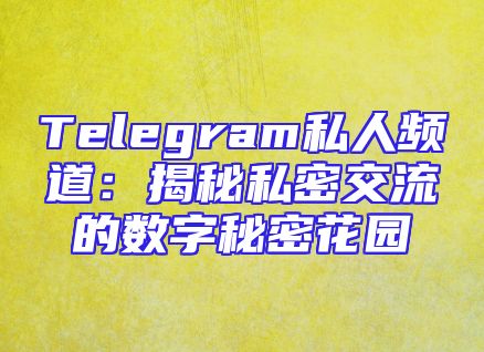 Telegram私人频道：揭秘私密交流的数字秘密花园