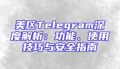 美区Telegram深度解析：功能、使用技巧与安全指南