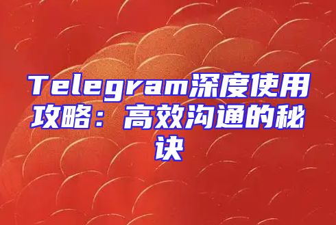 Telegram深度使用攻略：高效沟通的秘诀