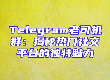 Telegram老司机群：揭秘热门社交平台的独特魅力