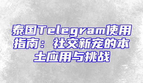 泰国Telegram使用指南：社交新宠的本土应用与挑战