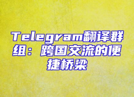Telegram翻译群组：跨国交流的便捷桥梁