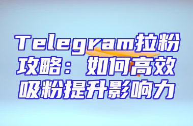 Telegram拉粉攻略：如何高效吸粉提升影响力