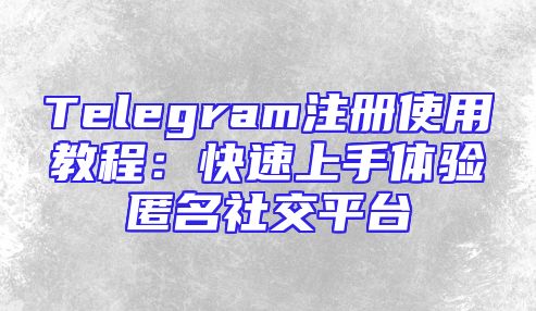Telegram注册使用教程：快速上手体验匿名社交平台