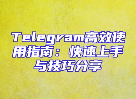 Telegram高效使用指南：快速上手与技巧分享