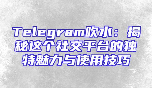 Telegram吹水：揭秘这个社交平台的独特魅力与使用技巧