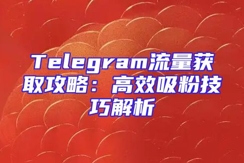Telegram流量获取攻略：高效吸粉技巧解析