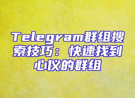 Telegram群组搜索技巧：快速找到心仪的群组