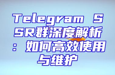 Telegram SSR群深度解析：如何高效使用与维护