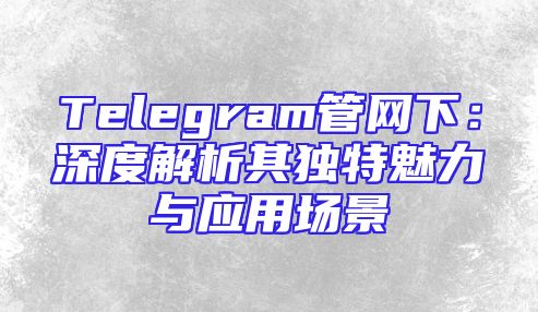 Telegram管网下：深度解析其独特魅力与应用场景