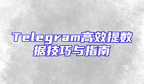 Telegram高效提数据技巧与指南