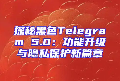 探秘黑色Telegram 5.0：功能升级与隐私保护新篇章