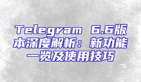 Telegram 6.6版本深度解析：新功能一览及使用技巧