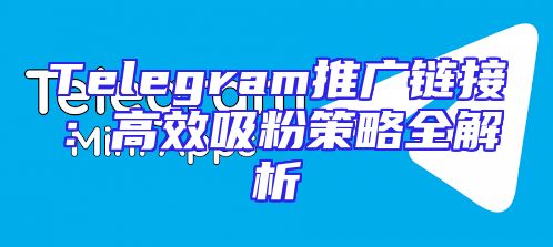 Telegram推广链接：高效吸粉策略全解析