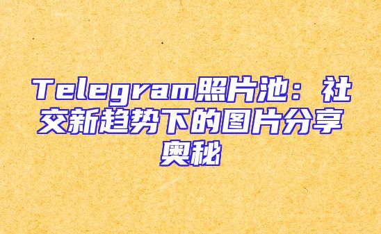 Telegram照片池：社交新趋势下的图片分享奥秘