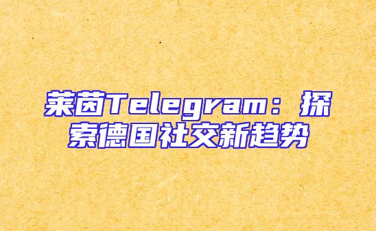 莱茵Telegram：探索德国社交新趋势