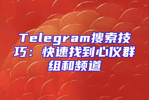 Telegram搜索技巧：快速找到心仪群组和频道