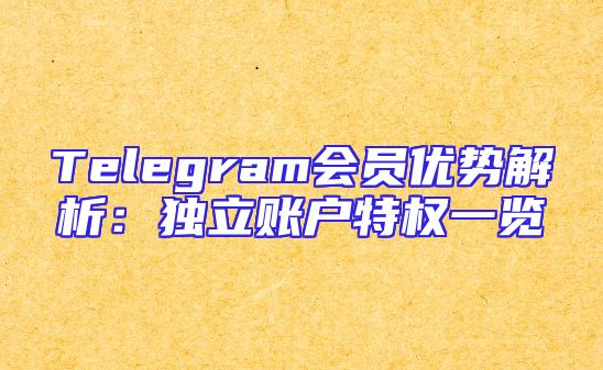 Telegram会员优势解析：独立账户特权一览